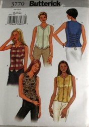 3770 BUTTERICK EZ LINED BUTTON / BACK LACED CUTE VESTS PATTERN 12-22